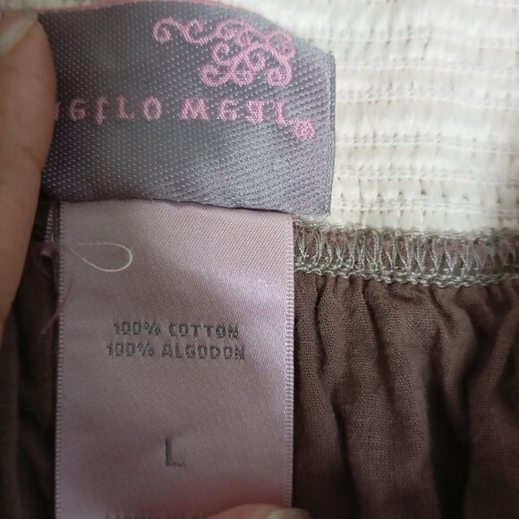 Sunflower Skirt Size L Embroidered Pink & Beige 100% Cotton Smocked Waist Women - Picture 5 of 9